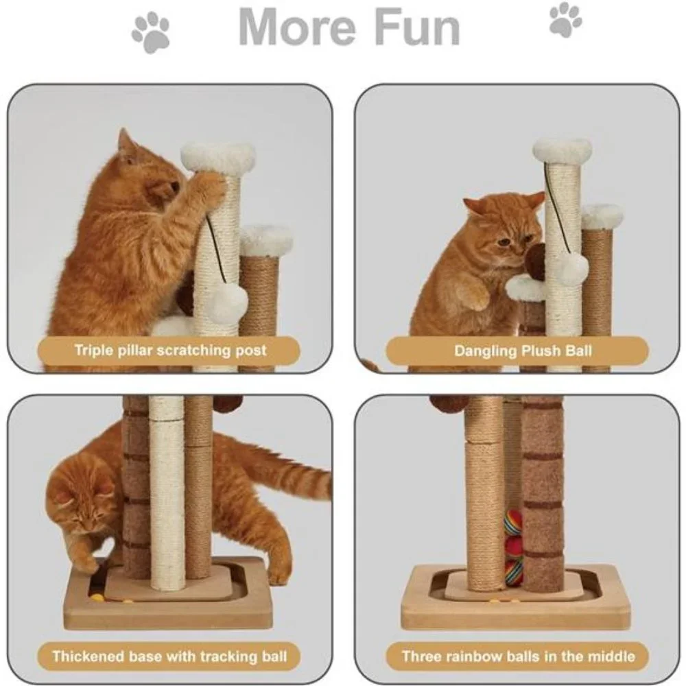 Cat Scratching Post Premium Natural Sisal Jute Carpet 3 Scratch Posts
